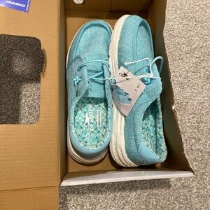 Ladies crane brand casual slip one aqua color Aldis